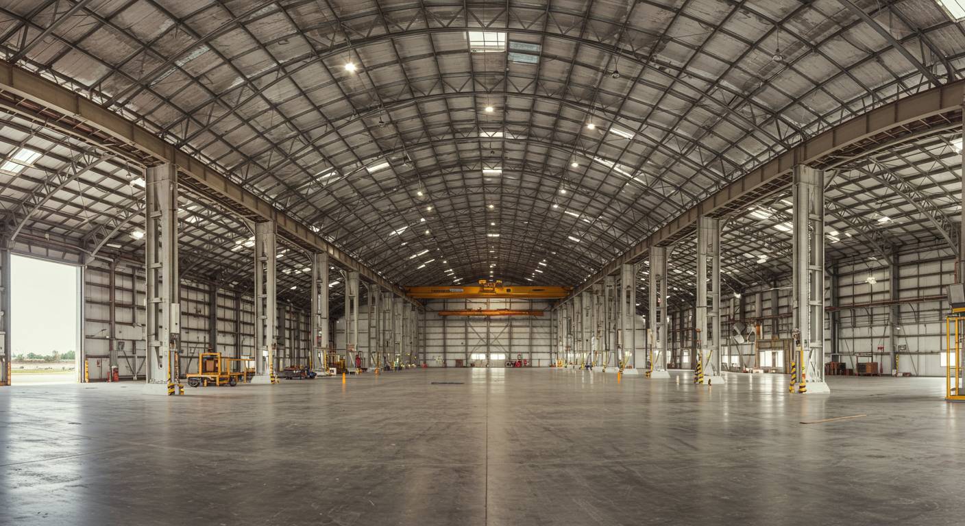 Монтаж ангарного склада из металлоконструкций