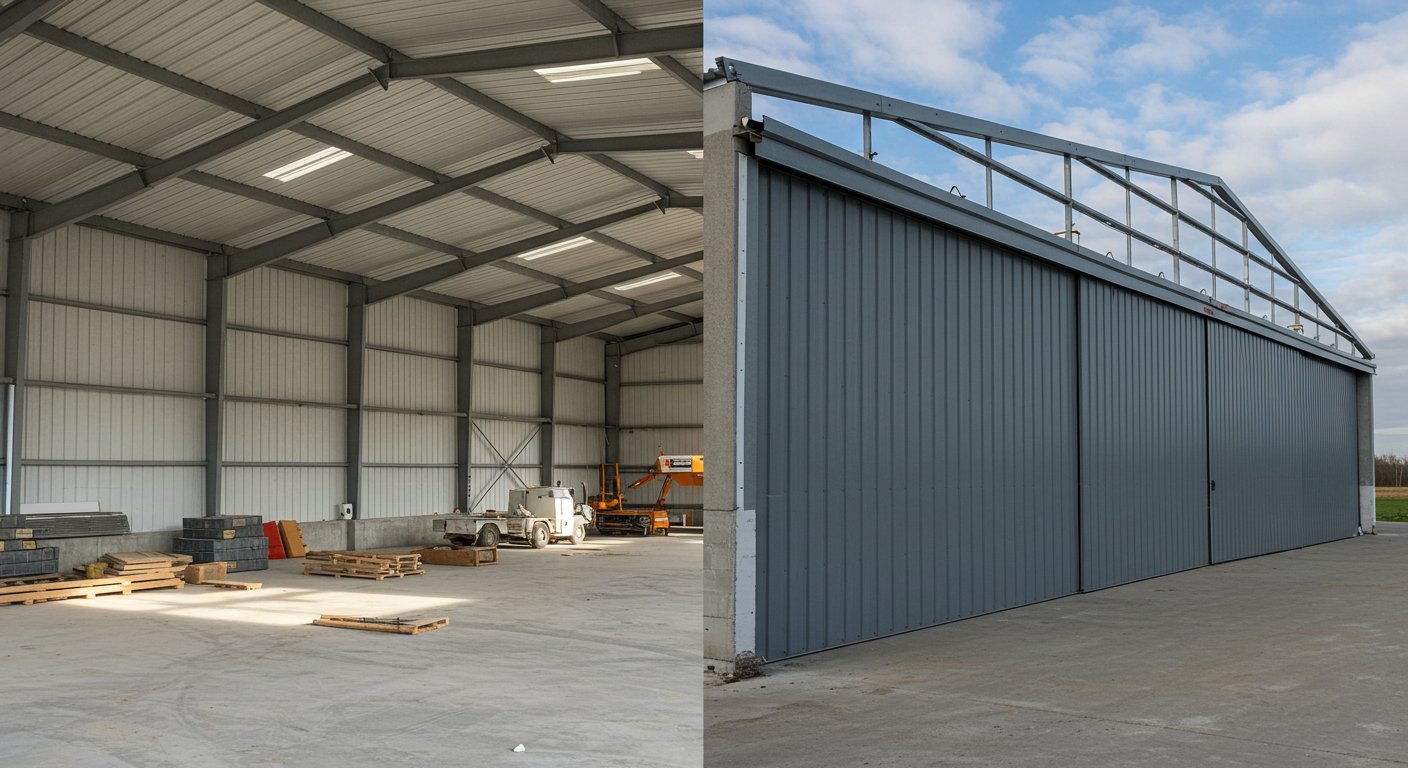 Сравнение ангаров из профнастила и сэндвич-панелей