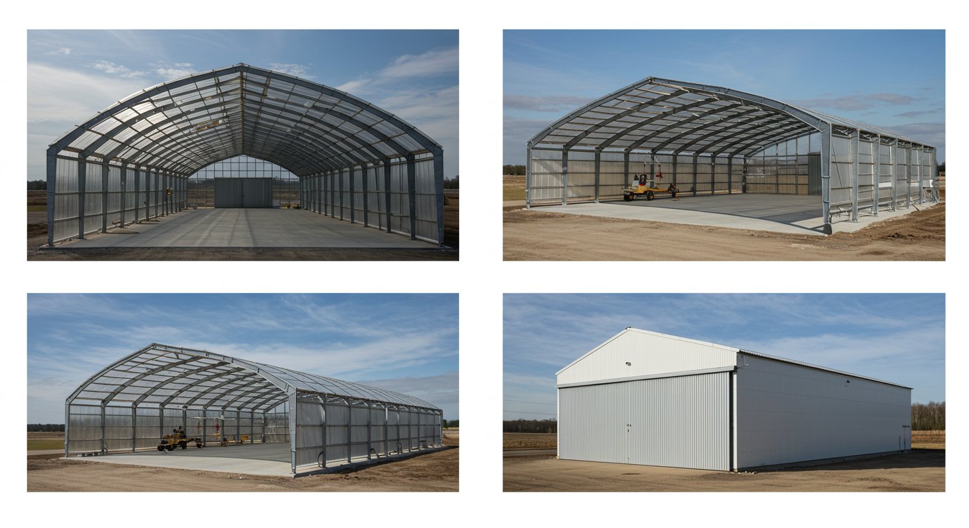 Сравнение ангаров из профнастила и сэндвич-панелей Сравнение ангаров из профнастила и сэндвич-панелей