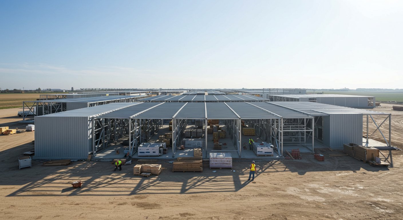 Монтаж складов из железобетонных панелей