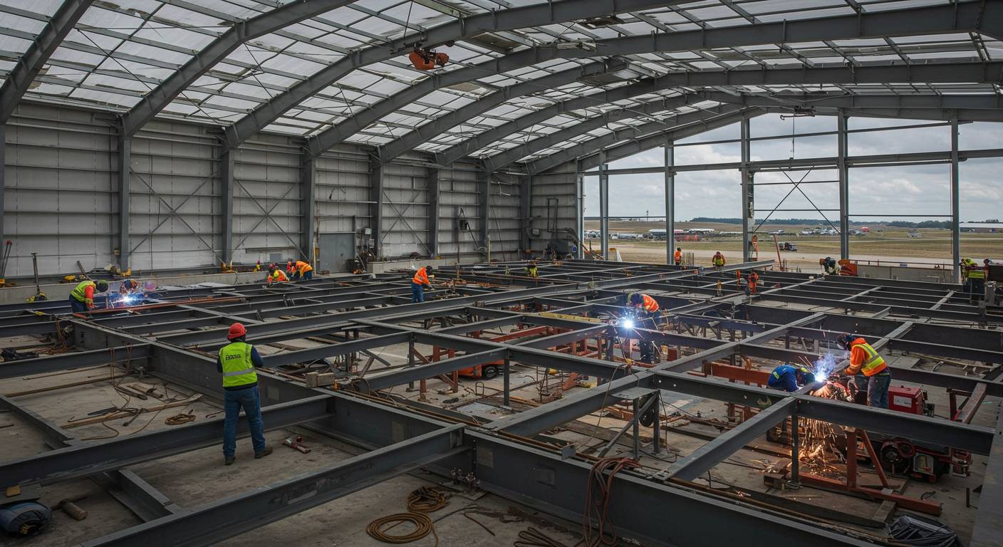 Современная сварка металлического ангара