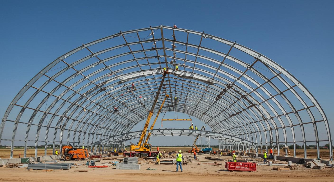 Технологии сборки арочных ангаров нового поколения Сборка арочного ангара нового поколения
