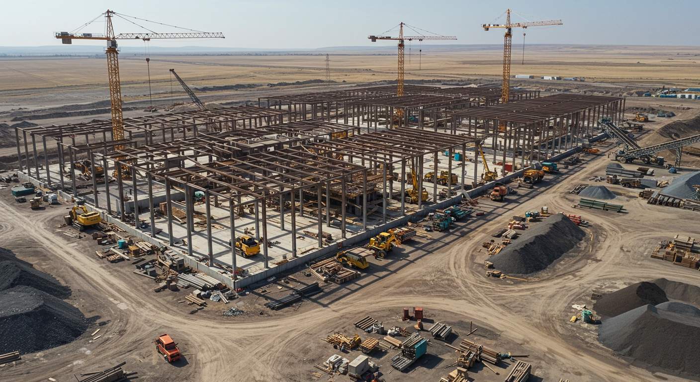 Склад для хранения руды и сырья с современными конструкциями