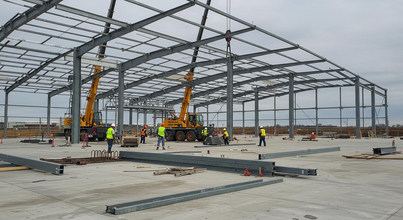 Монтаж ангаров на бетонных плитах