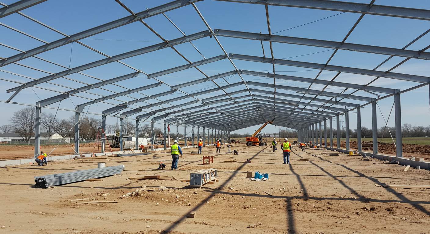 Монтаж металлического ангара Монтаж металлического ангара