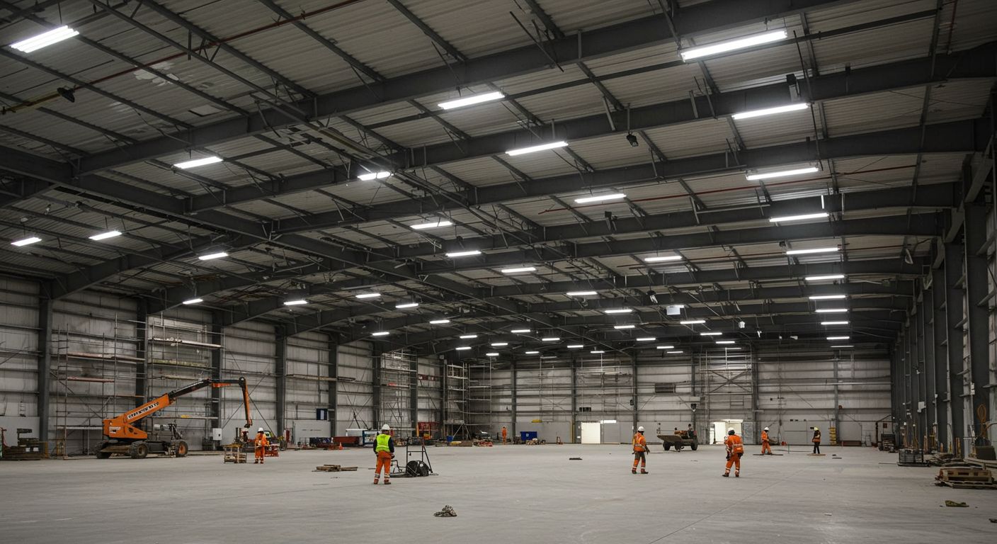 Современное освещение ангара