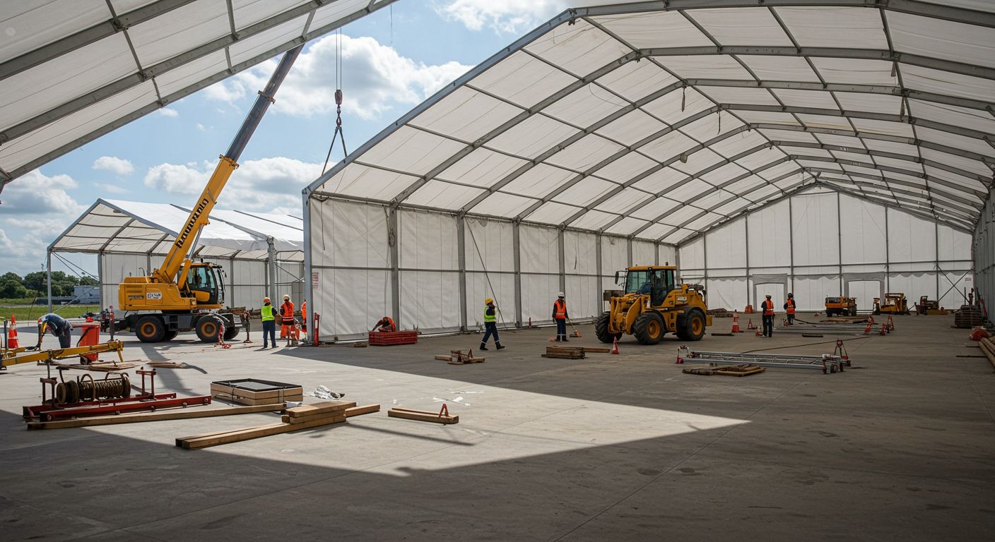 Тентовый ангар с металлическим каркасом