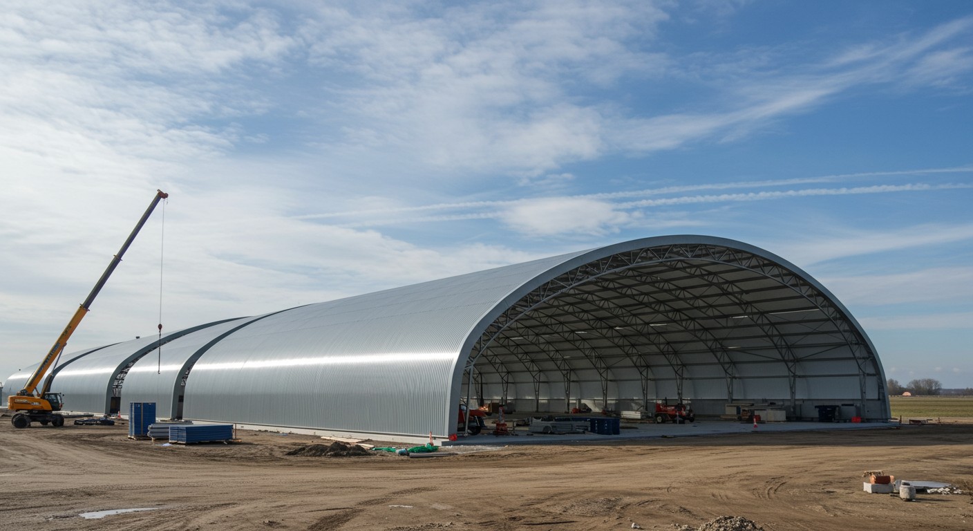 Металлический арочный ангар с полимерным покрытием Арочный ангар с полимерным покрытием