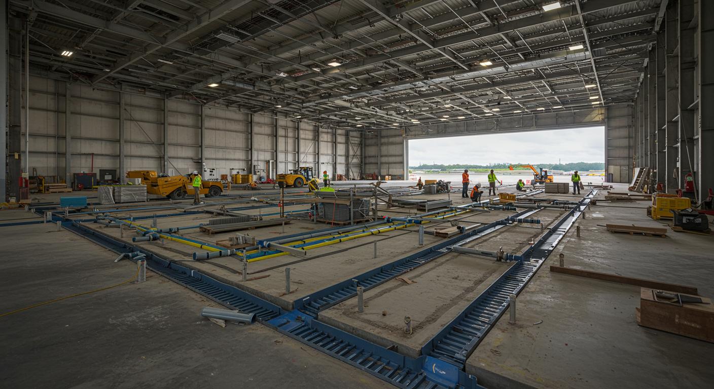 Система водоотведения в ангаре