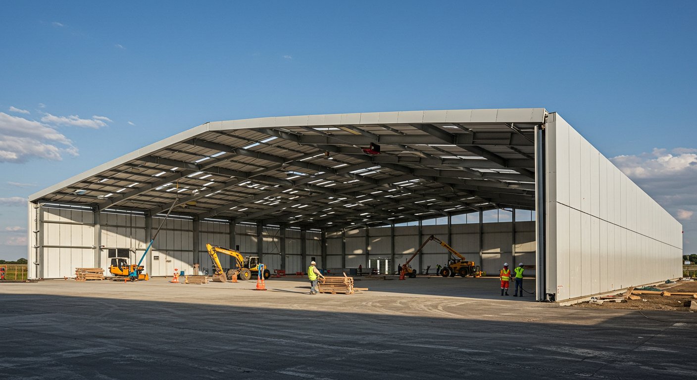 Современный модульный ангар для производственных предприятий Модульный ангар промышленного типа