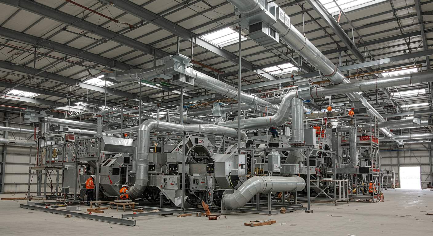 Система отопления в ангаре