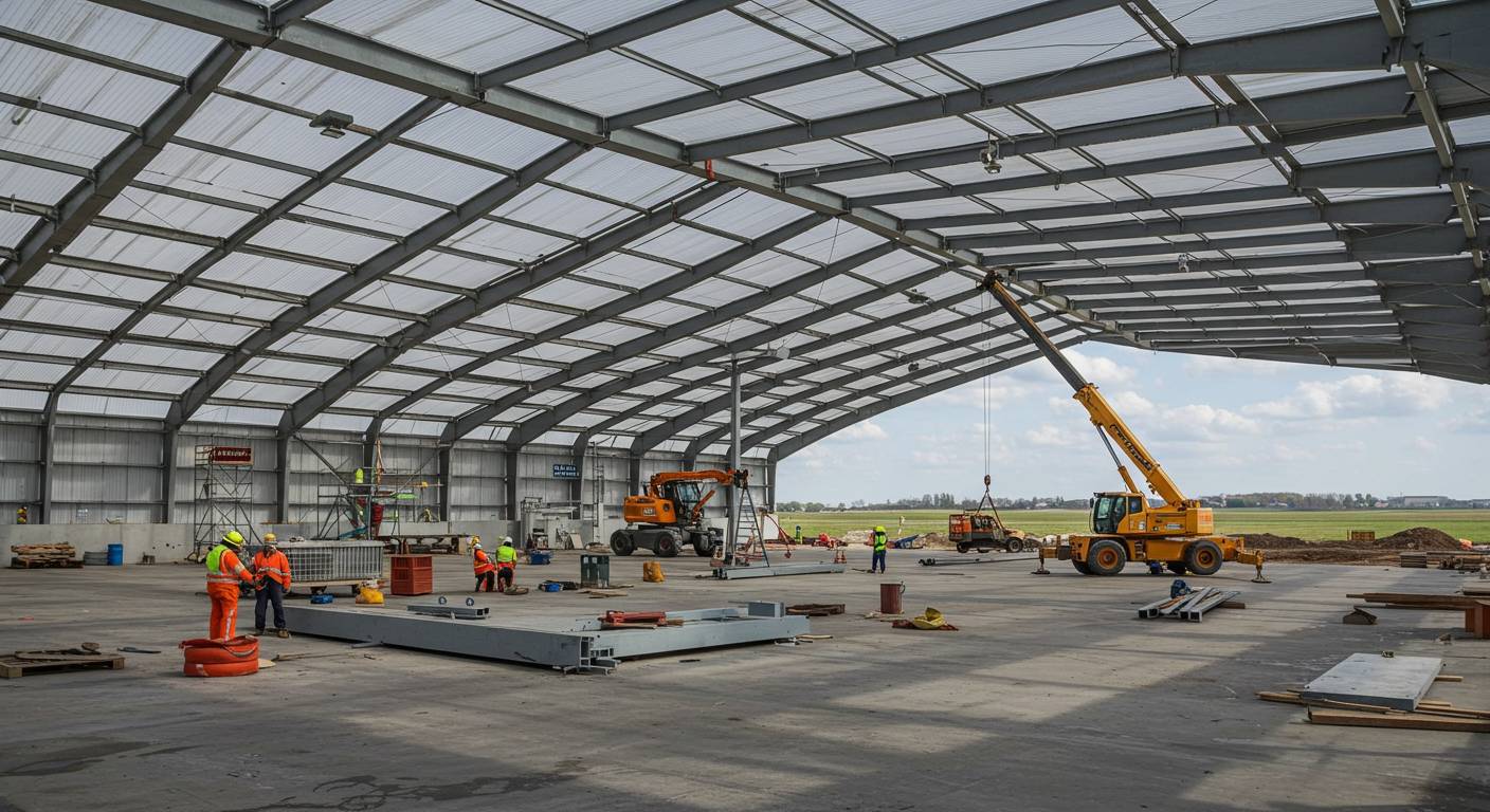 Монтаж крупногабаритных ангаров