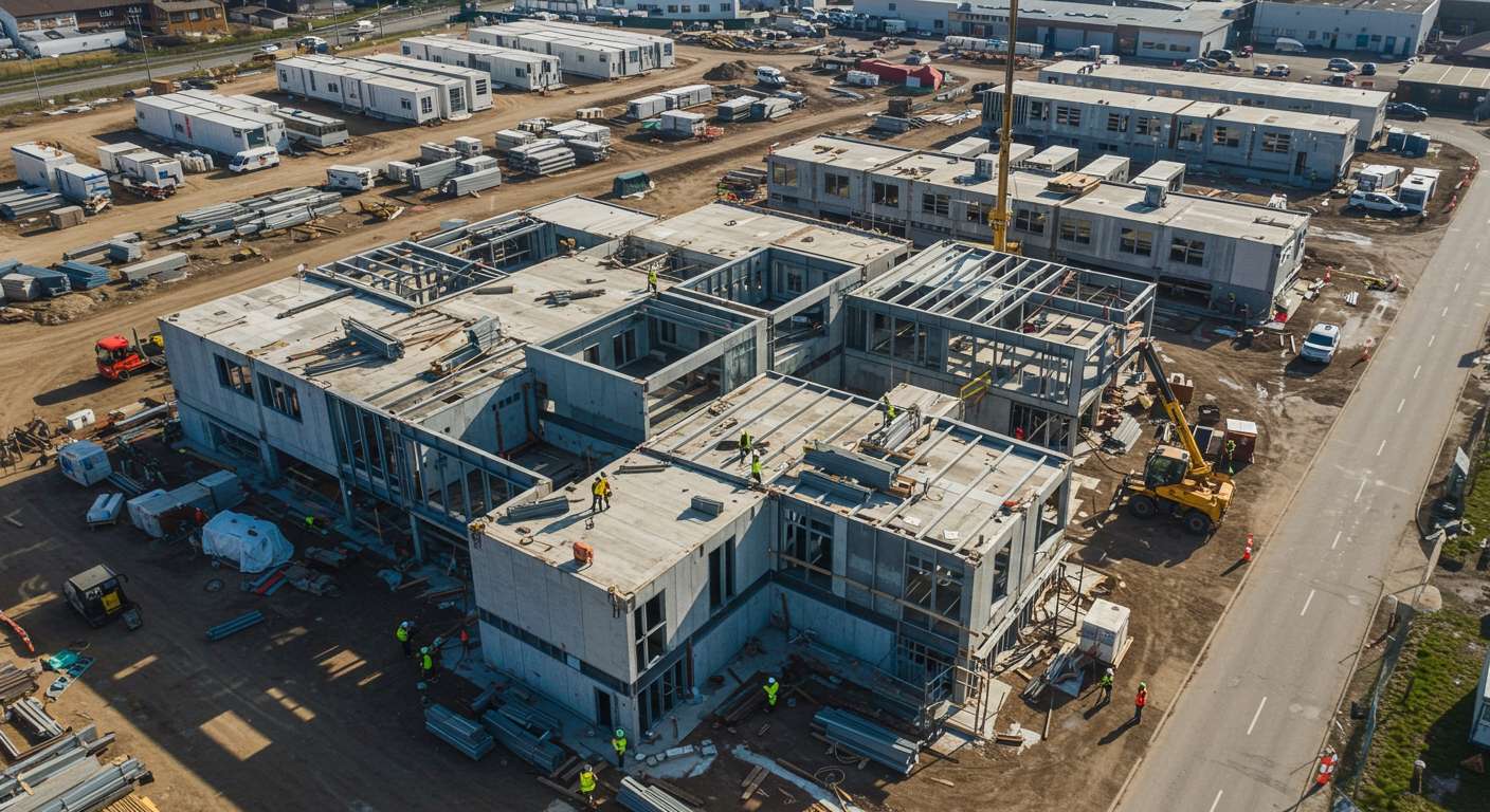 Крупное комбинированное административное модульное здание