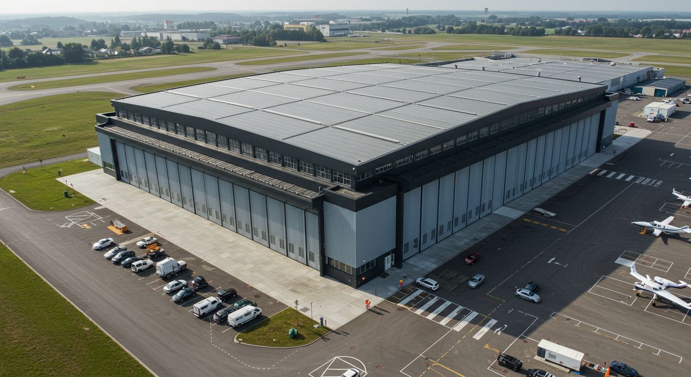 Многопролетный ангар для авиационной отрасли
