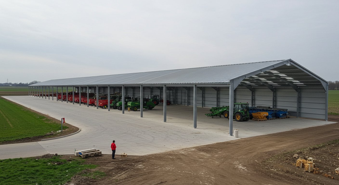 Ангар с шатровой крышей для агропромышленного комплекса