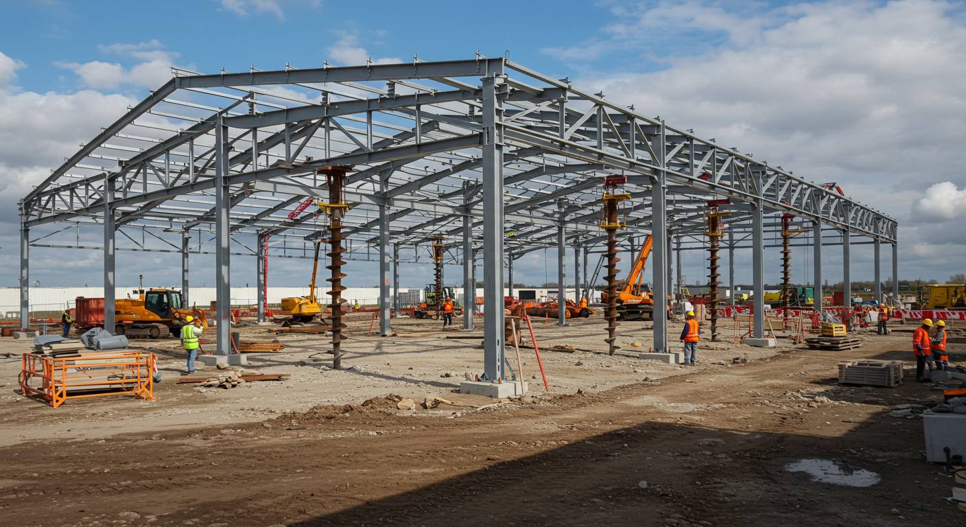 Строительство ангаров на винтовых сваях
