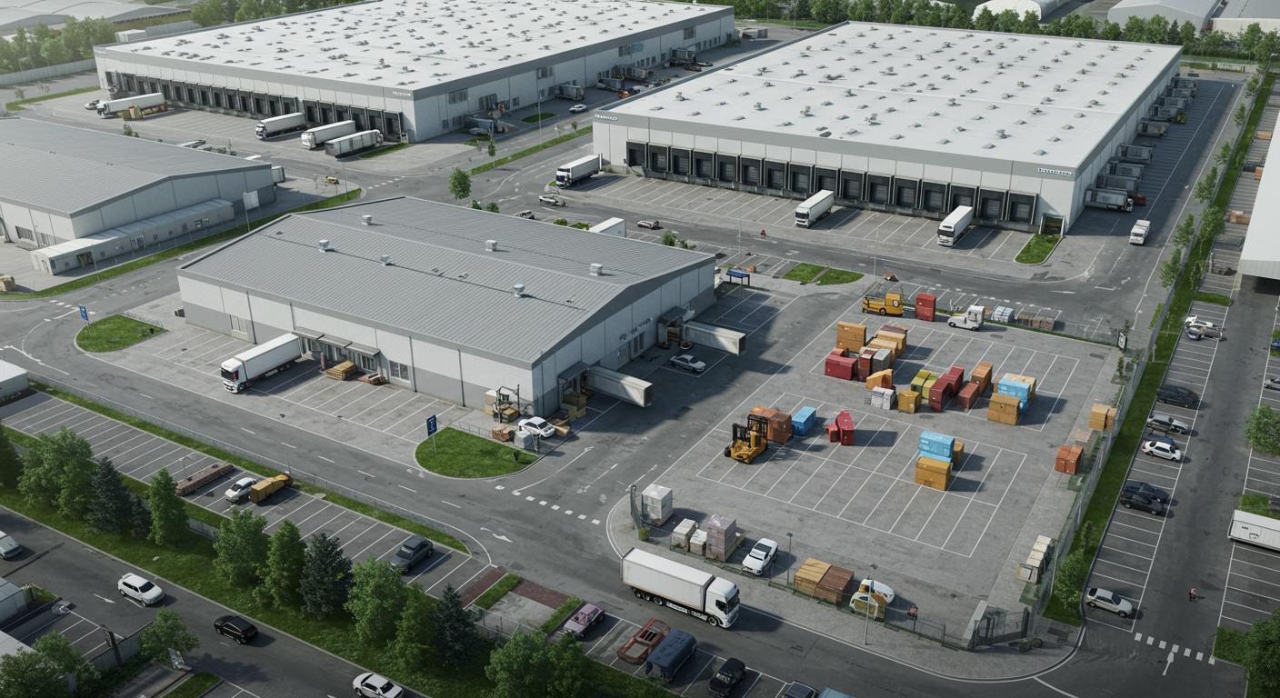 Промышленный склад с зоной погрузки и разгрузки
