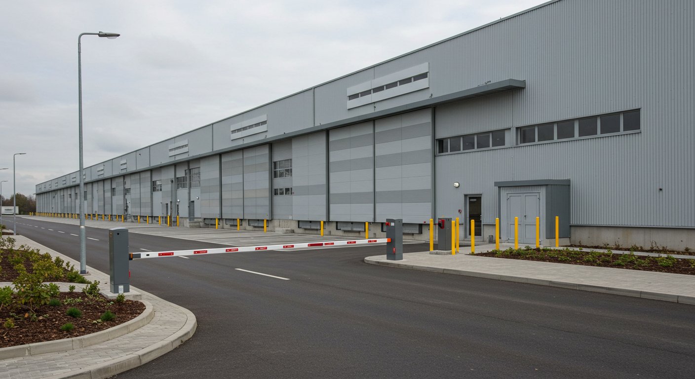 Складской ангар с автоматическими воротами Складской ангар с автоматическими воротами