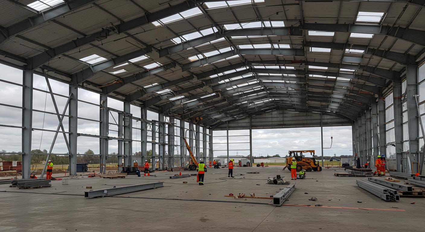 Модульный ангар с металлическим каркасом