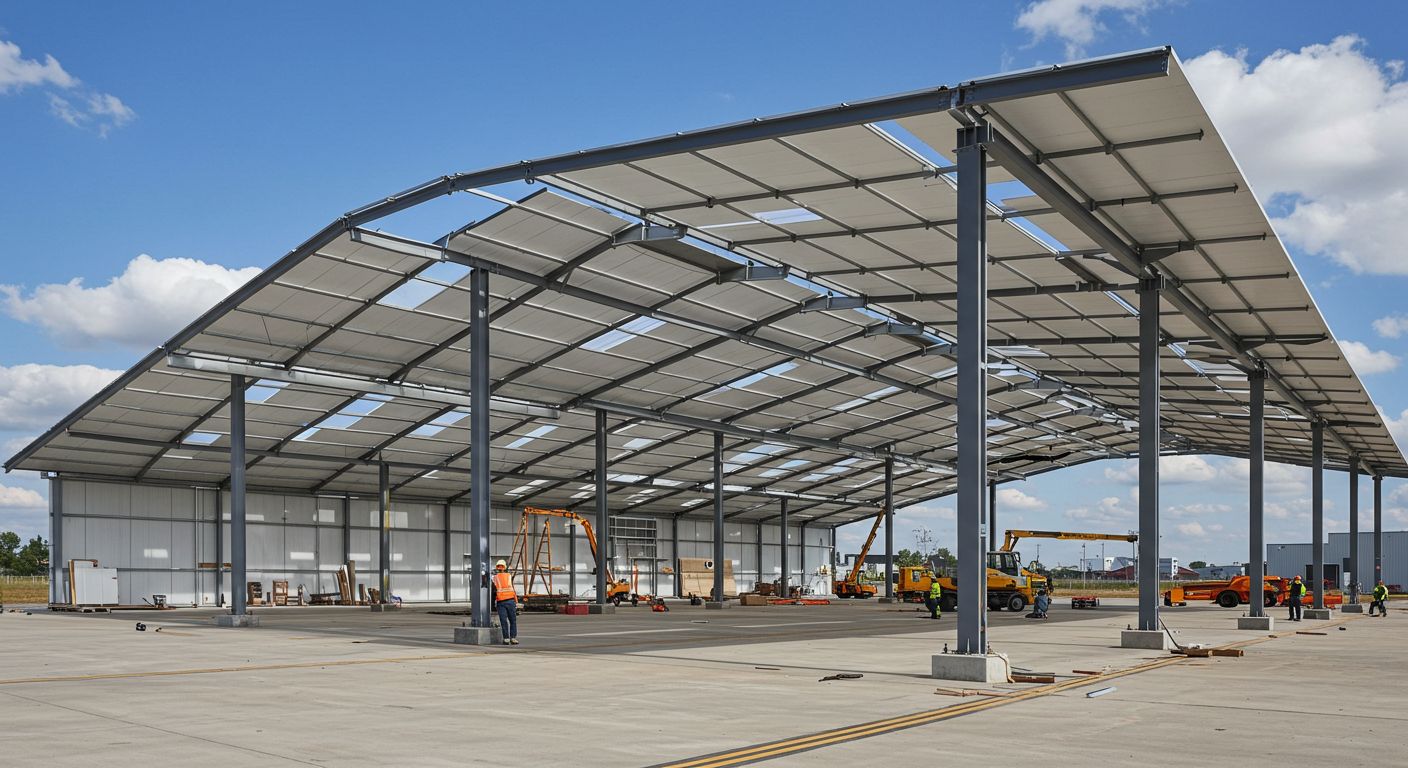 Монтаж ангаров с комбинированными материалами для производственных помещений