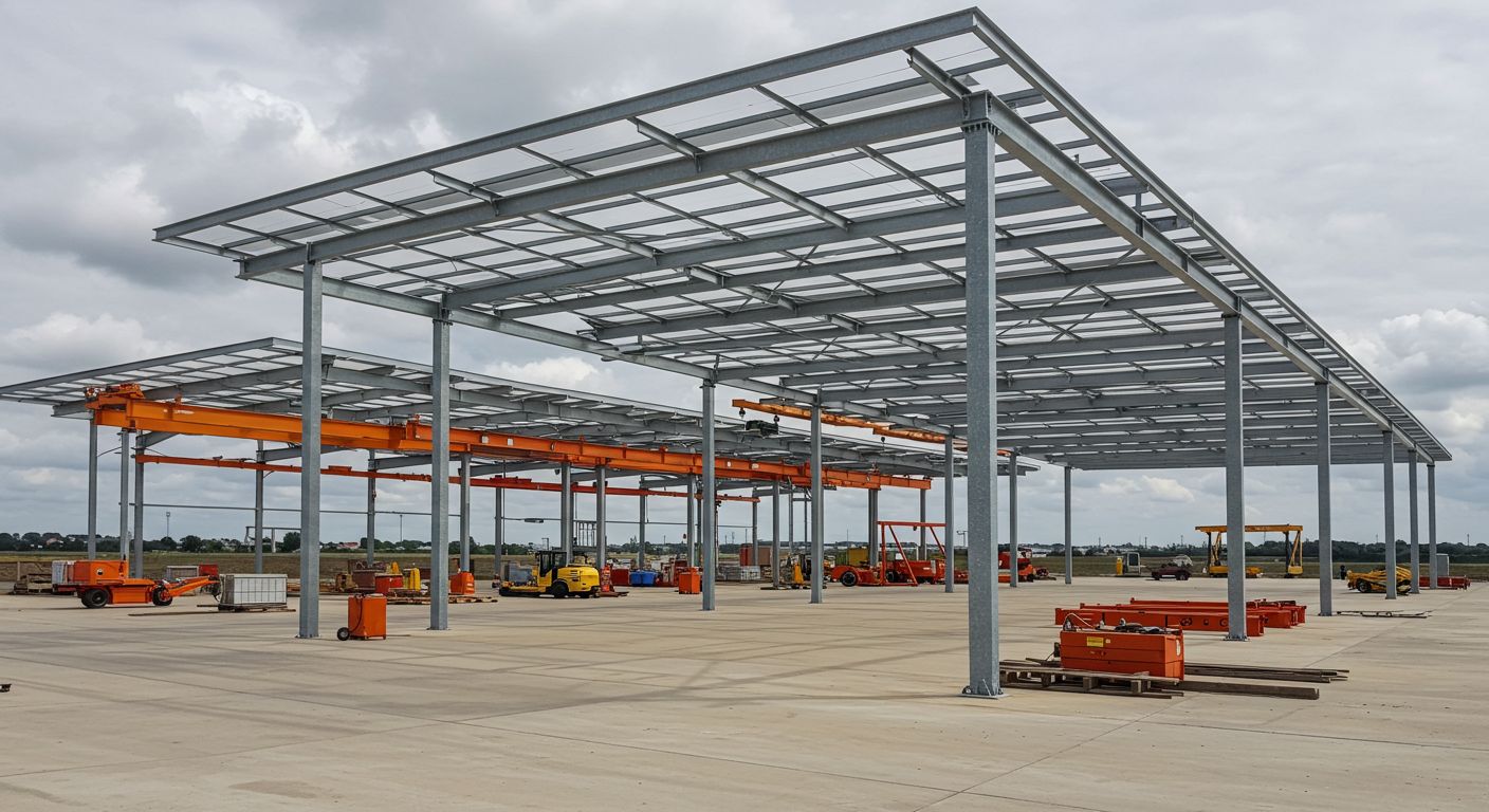 Ангар с подвесной крышей для производственного объекта