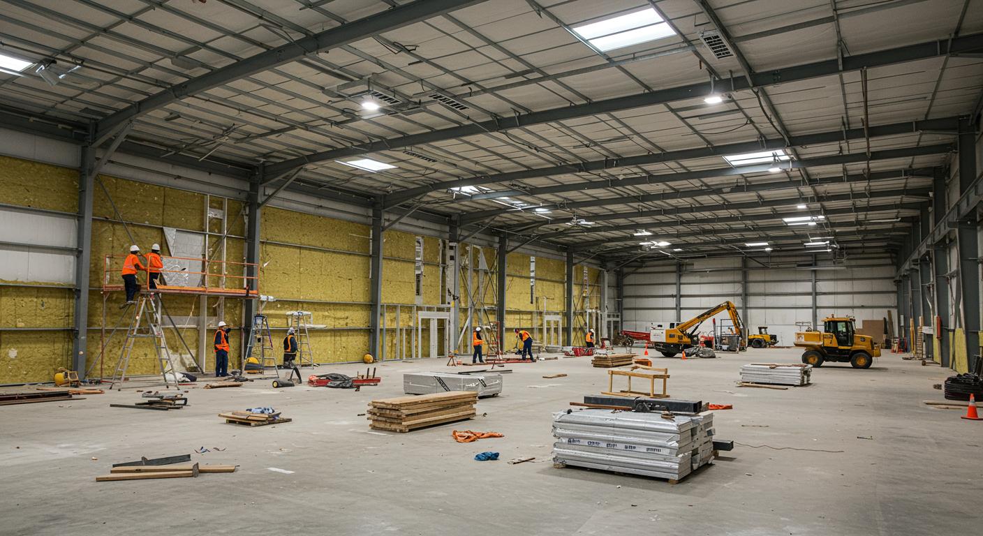 Утепленный ангар промышленного производства Утепленный ангар промышленного типа